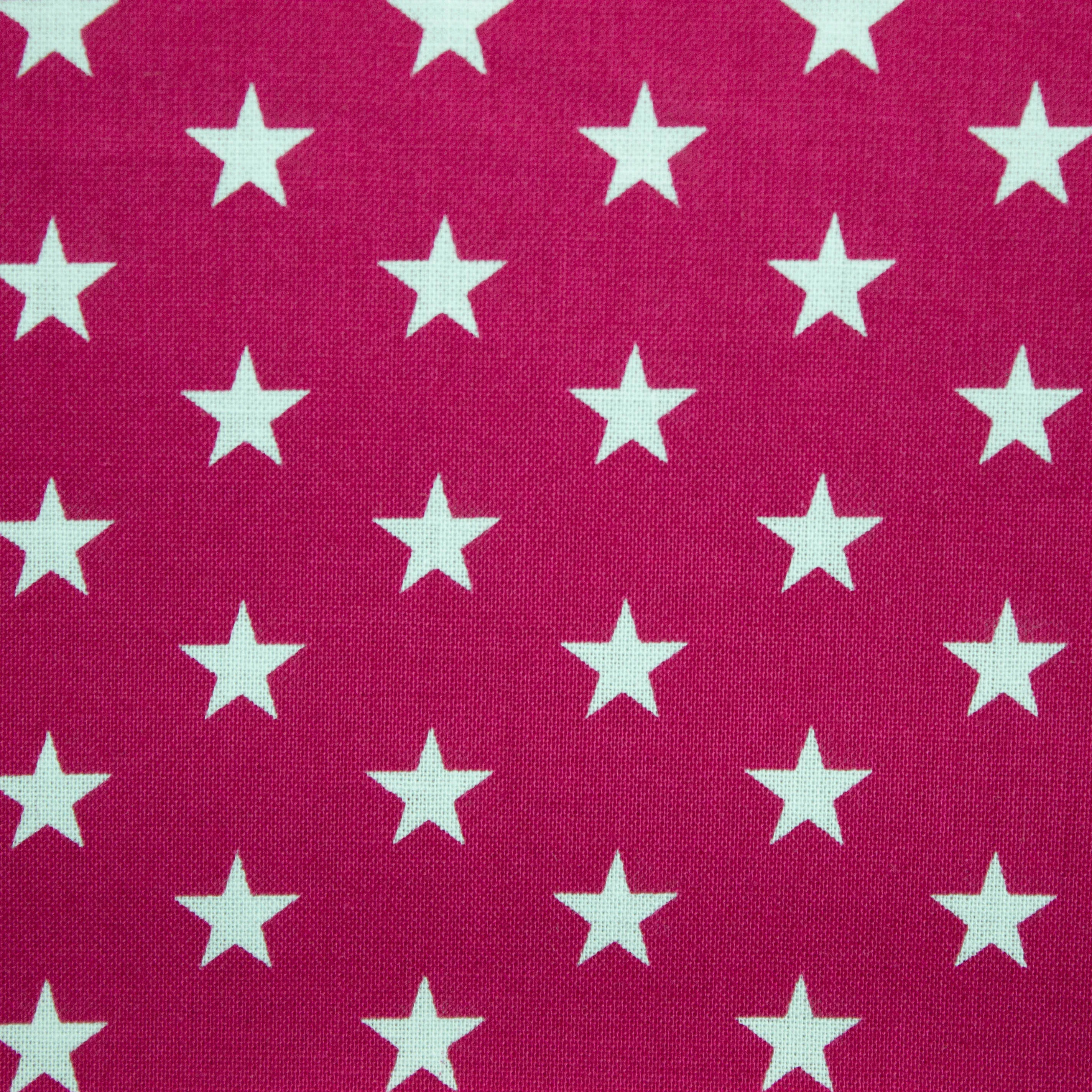 Katoen fuchsia met kleine witte sterren